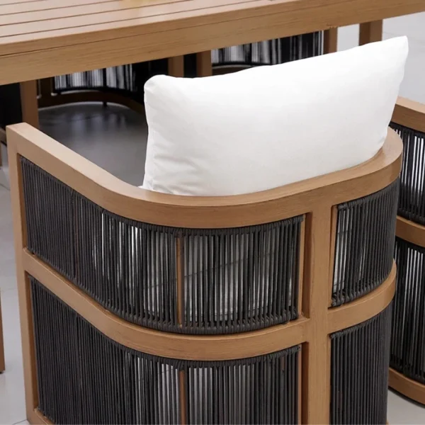 Wharf Outdoor Dining Set - Chair (5)_ close view of dining chair showing white cushion from back