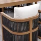 close view of dining chair showing white cushion from back