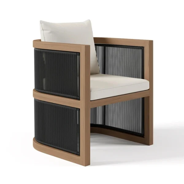 Wharf Outdoor Dining Set - Chair angled view of dining chair in white backgrpound