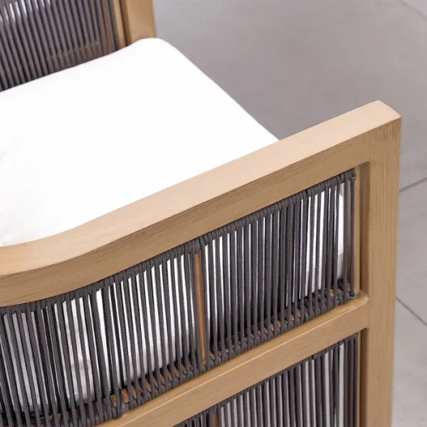 Wharf Outdoor Dining Set - Chair (6)_ arm rest close view of chair showing premium teak wood