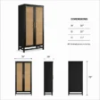 Black wardrobe dimensions: 36 inches wide, 20 deep and 75 high