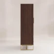 Side profile of Brunel wardrobe showing its slim walnut-toned cabinet