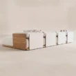 Back view showing upholstered back panels and wooden side frame