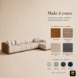 Fjord sofa customization guide showing wood finishes and fabric colour options