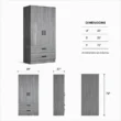 Grey Frost Wardrobe dimensions: 30 inches wide, 20 deep and 72 high