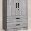Close-up of Frost Wardrobe drawers, black handles and locking hardware