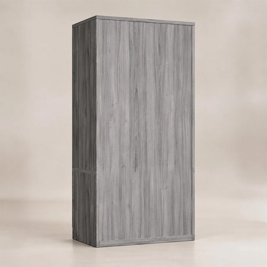 Rear view of the grey Frost Wardrobe with full-height back panel