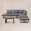 Kade outdoor sectional sofa set with grey cushions and matching table