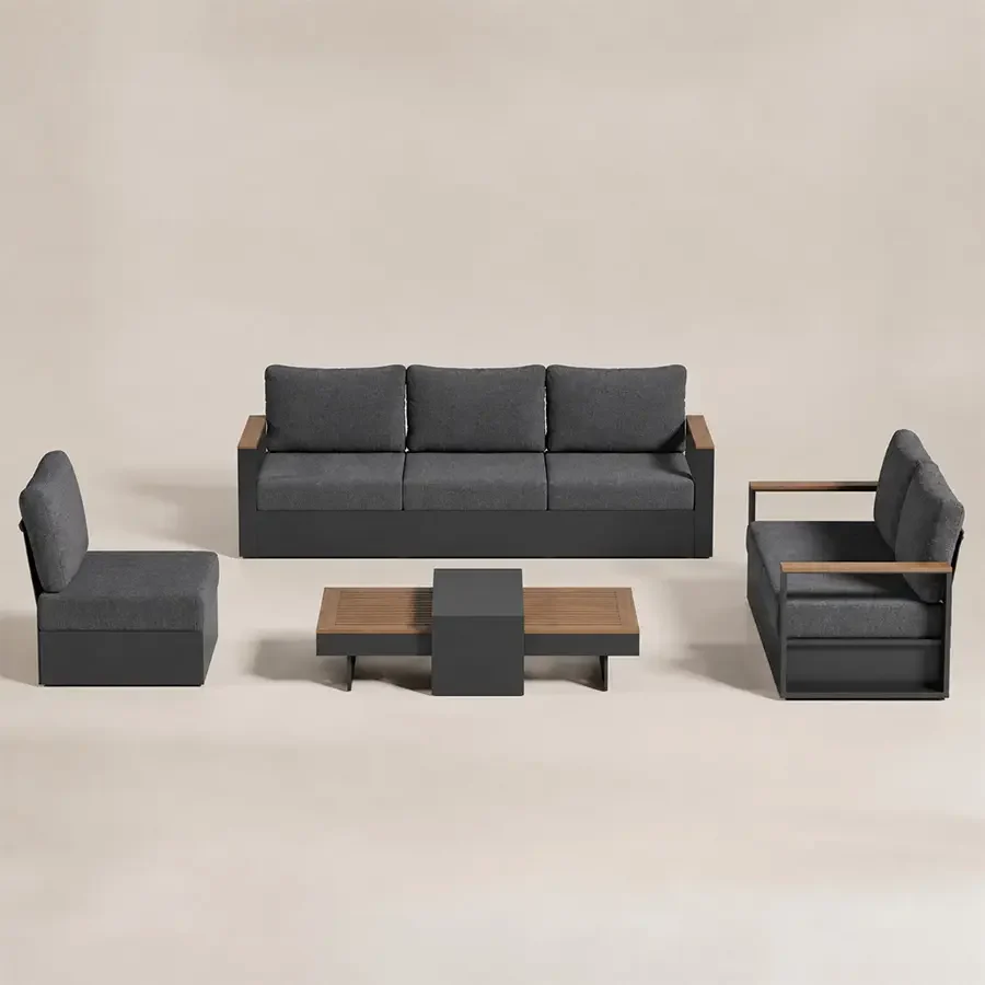 Reefline outdoor sofa set with 3-seater, 2-seater, chair and coffee table