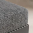 Close-up of textured grey outdoor upholstery and cushion stitching