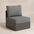 Angled view of Reefline lounge chair with dark metal base