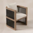 Top front view of Wharf rope chair with light removable cushions