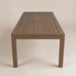 Close view of the Wharf dining table showing its slatted tabletop