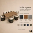 Wharf Outdoor Dining Set customization options for finishes, materials and cushion colours