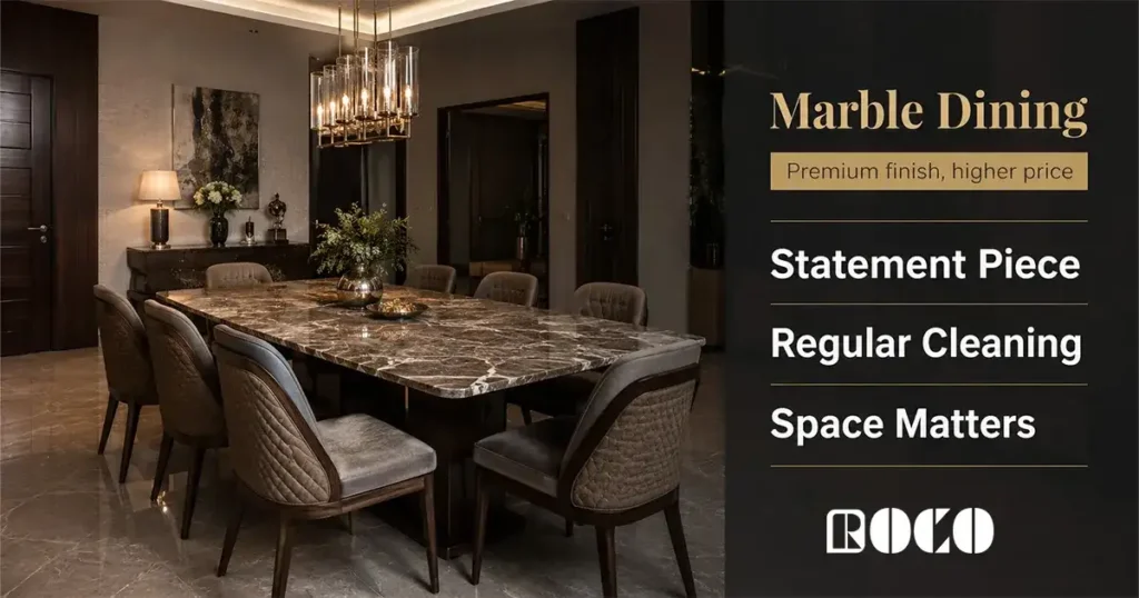 Marble top dining table price in Pakistan - 8-seater luxury dining set