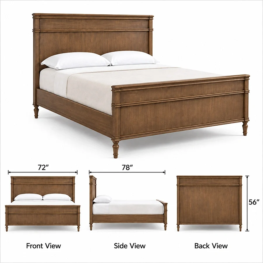 Aldren Wooden Bed dimension view Aldren Wooden Bed dimensions showing 72-inch width, 78-inch length, and 56-inch height.
