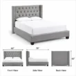 Bellmere Wingback Bed dimensions showing 66-inch width, 78-inch length, and 50-inch height.