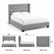 Bellmere Wingback Bed dimensions showing 66-inch width, 78-inch length, and 50-inch height.