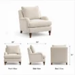 Langmere English Armchair beige upholestery, dimensions and measurement