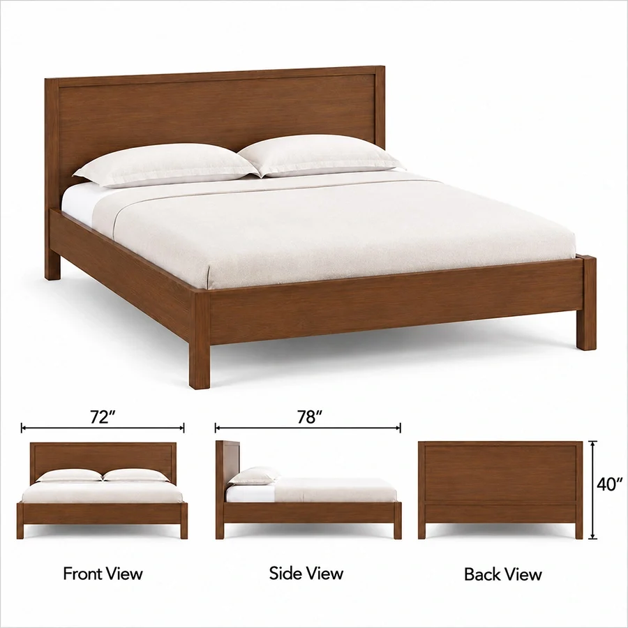Kelden Linea Bed king size dimension Kelden Linea Bed king size dimensions showing 72-inch width, 78-inch length, and 40-inch height.