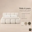 Close-up of Mirelle Upholstered Bed in ivory boucle fabric.