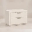 Front view of Mirelle Upholstered Bed in off-white boucle fabric.