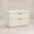 Front view of Mirelle Upholstered Bed in off-white boucle fabric.