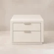 Front view of Mirelle Upholstered Bed in off-white boucle fabric.