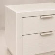 Front view of Mirelle Upholstered Bed in off-white boucle fabric.