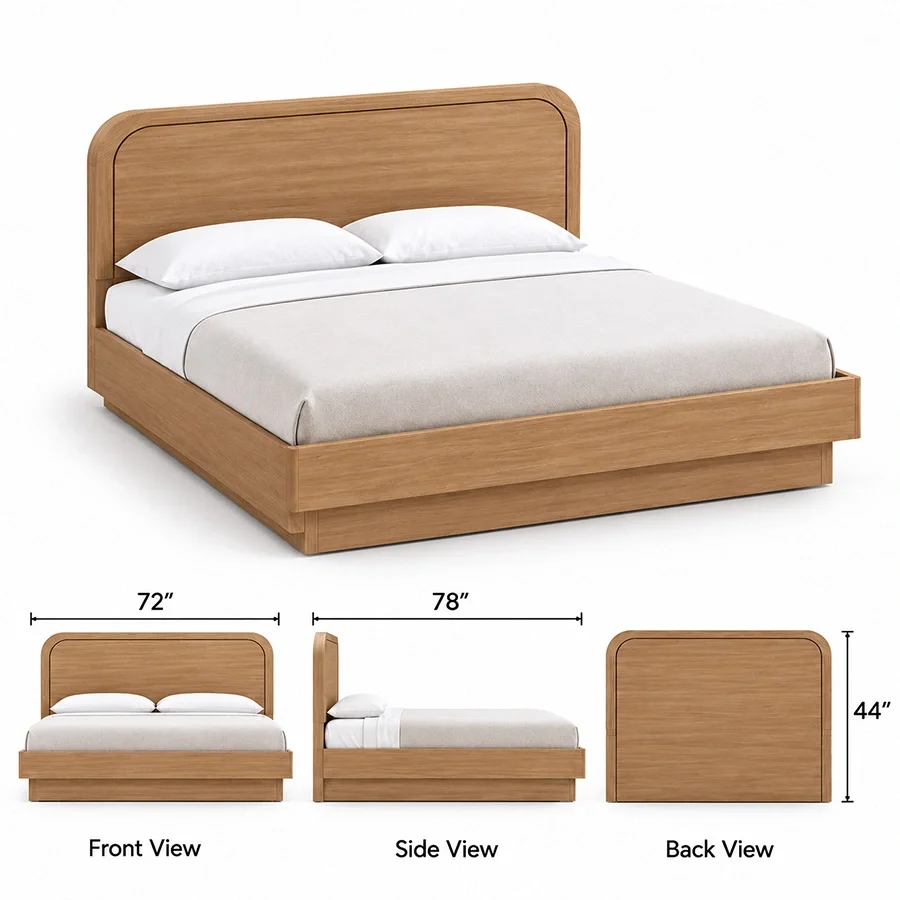 Soreven Archline Bed king size dimensions showing 72-inch width, 78-inch length, and 44-inch height.