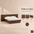 Veyran Wooden Storage Bed customization guide with dark oak veneer, paneled headboard, built-in storage drawers, and dark wood finish.
