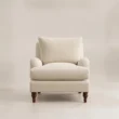 Front view of Beige Langmere English Armchair with cushioned seat and arms