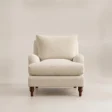 Front view of Beige Langmere English Armchair with cushioned seat and arms
