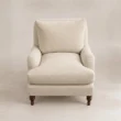 Beige Langmere English Armchair top angle view showing seat and cushion design