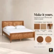 Maroven Grid Wooden Bed queen size dimensions showing 66-inch width, 78-inch length, and 41-inch height.